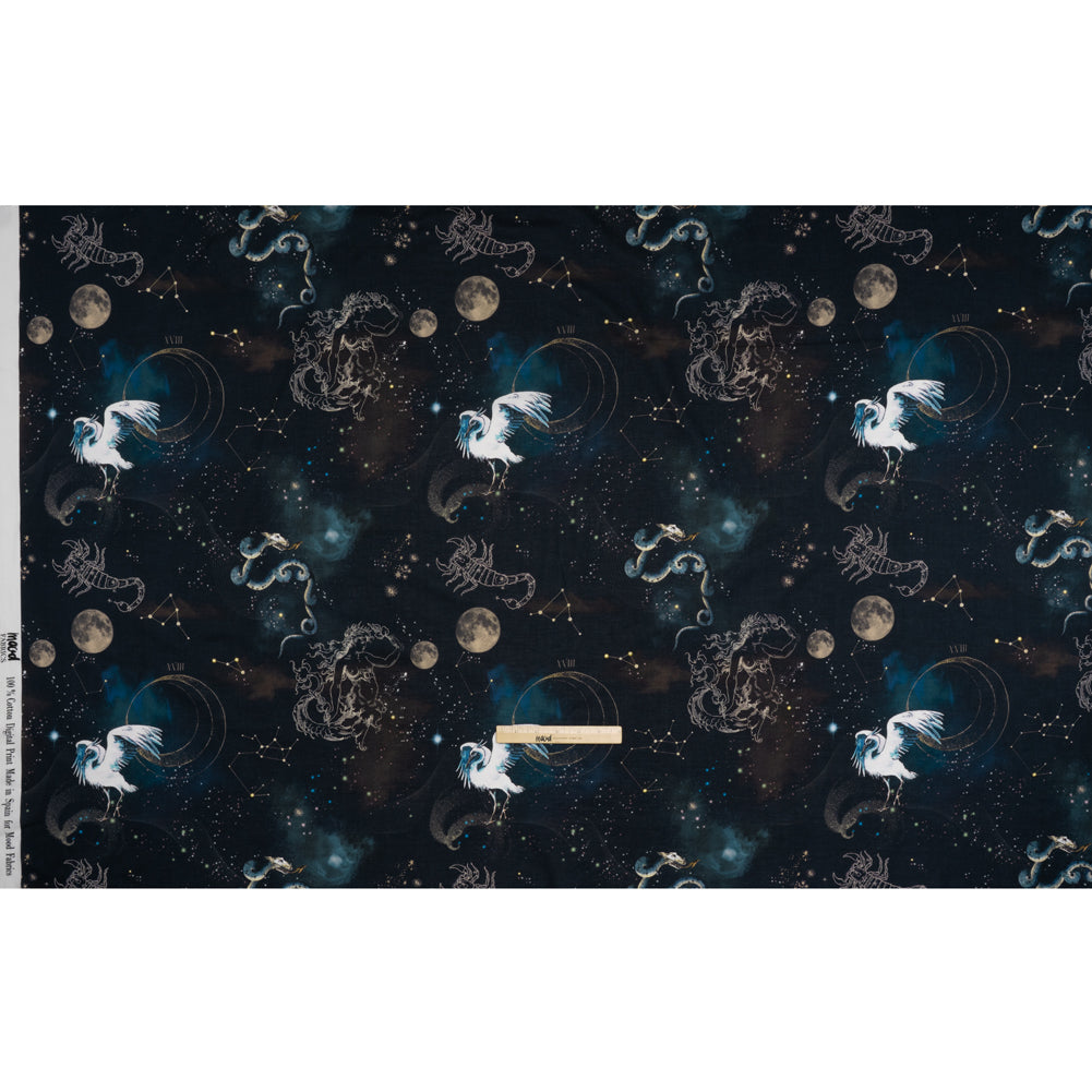 Cotton Voile - Navy Celestial Birds - Apollo's Disguise Print - Mood Exclusive Gaia Collection - Full Cotton Voile - Navy Celestial Birds - Apollo's Disguise Print - Mood Exclusive Gaia Collection - Full