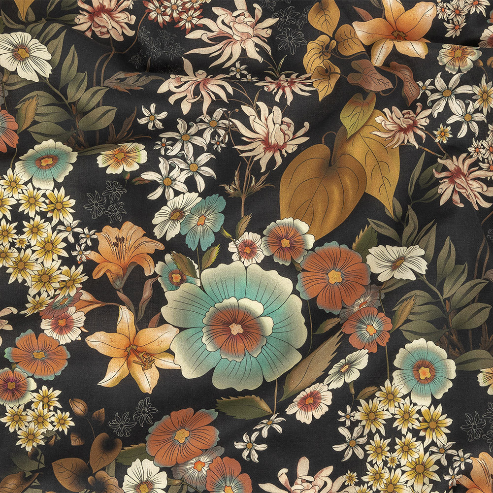 Cotton Voile - Rustic Floral - Narcissus' Reflection Print - Mood Exclusive Gaia Collection