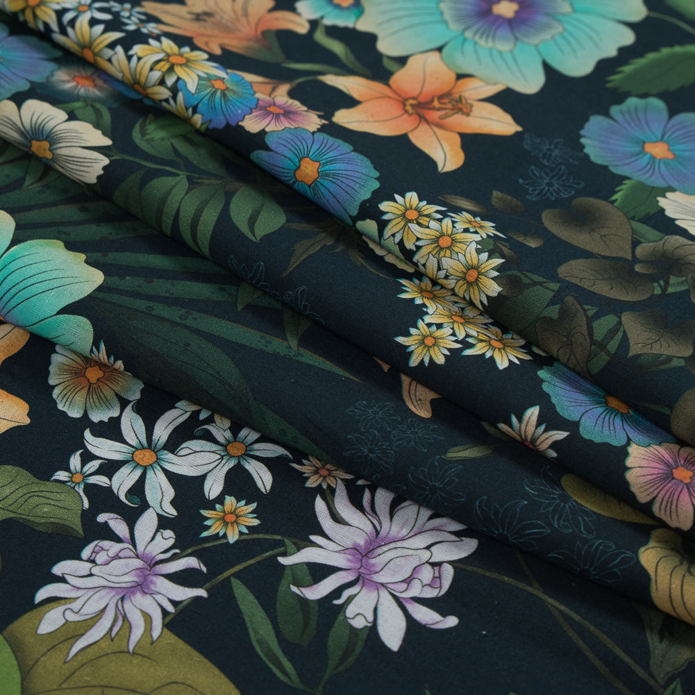 Cotton Voile - Green and Blue Floral - Narcissus' Reflection Print - Mood Exclusive Gaia Collection Cotton Voile - Green and Blue Floral - Narcissus' Reflection Print - Mood Exclusive Gaia Collection