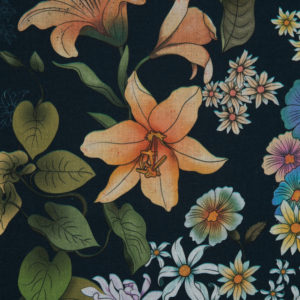 Cotton Voile - Green and Blue Floral - Narcissus' Reflection Print - Mood Exclusive Gaia Collection Cotton Voile - Green and Blue Floral - Narcissus' Reflection Print - Mood Exclusive Gaia Collection