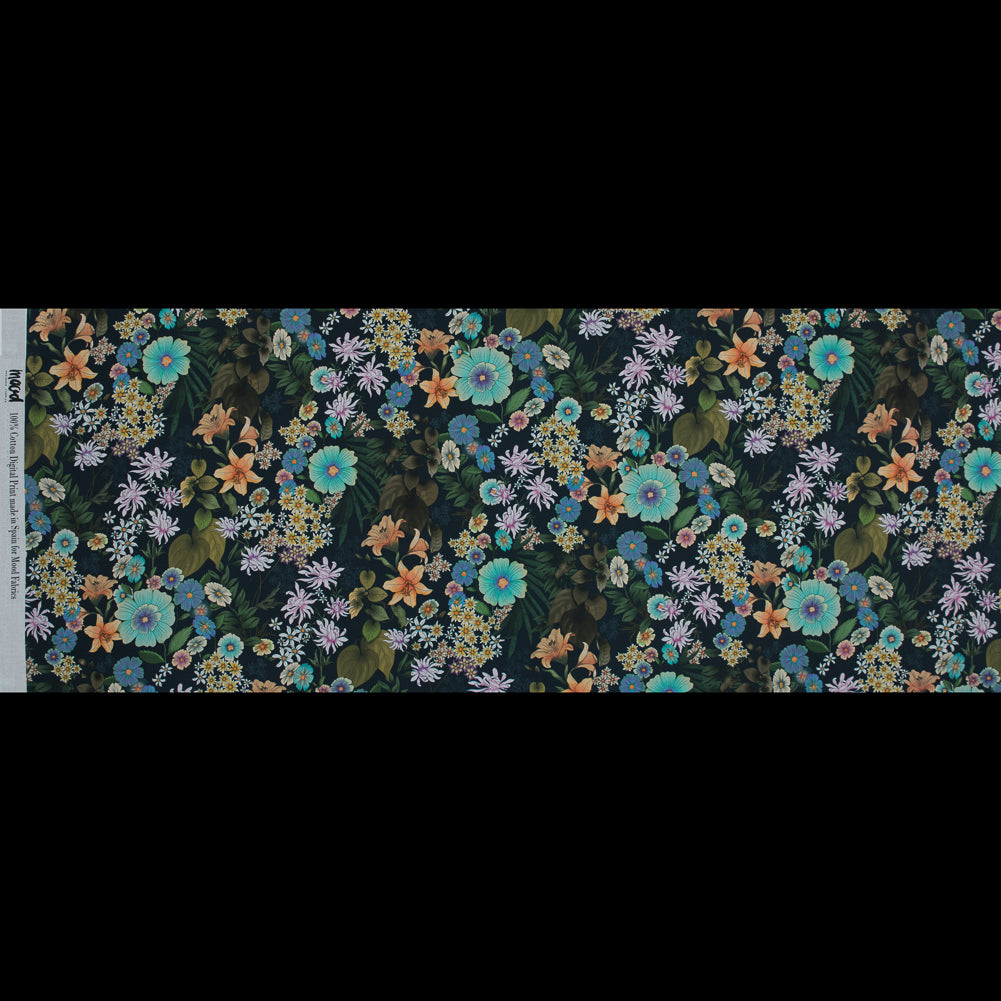 Cotton Voile - Green and Blue Floral - Narcissus' Reflection Print - Mood Exclusive Gaia Collection Cotton Voile - Green and Blue Floral - Narcissus' Reflection Print - Mood Exclusive Gaia Collection