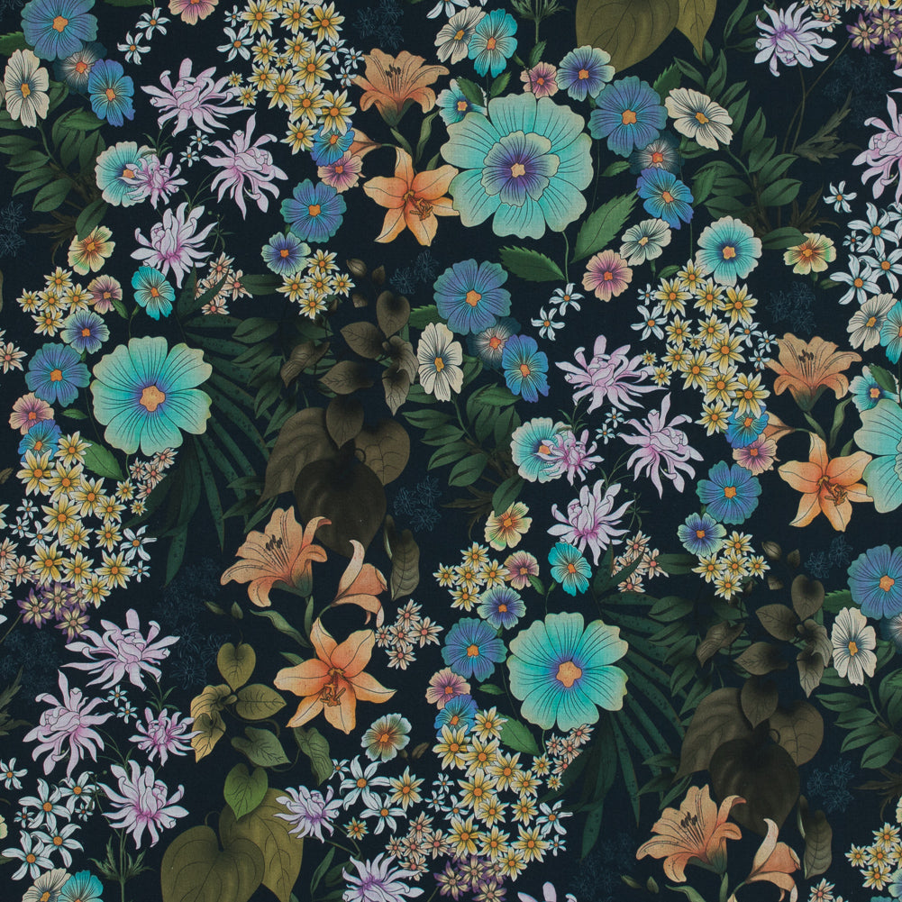 Cotton Voile - Green and Blue Floral - Narcissus' Reflection Print - Mood Exclusive Gaia Collection Cotton Voile - Green and Blue Floral - Narcissus' Reflection Print - Mood Exclusive Gaia Collection