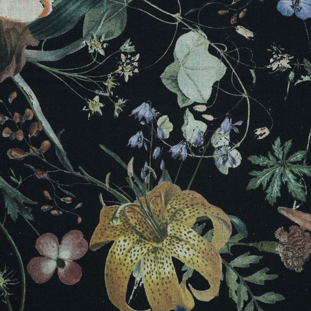 Cotton Voile - Black Floral - Persephone's Bouquet Print - Mood Exclusive Gaia Collection Cotton Voile - Black Floral - Persephone's Bouquet Print - Mood Exclusive Gaia Collection