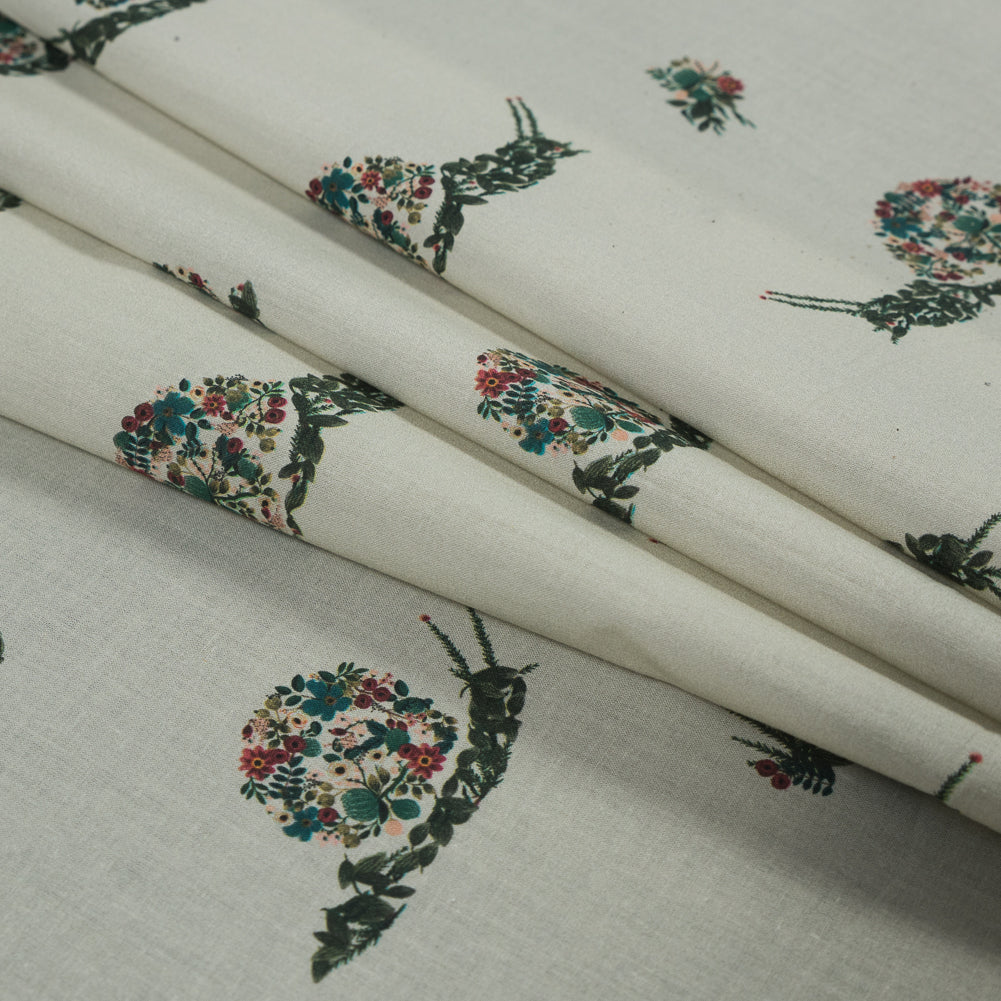 Cotton Voile - White Floral Snails - The Snail's Bounty Print - Mood Exclusive Gaia Collection Cotton Voile - White Floral Snails - The Snail's Bounty Print - Mood Exclusive Gaia Collection