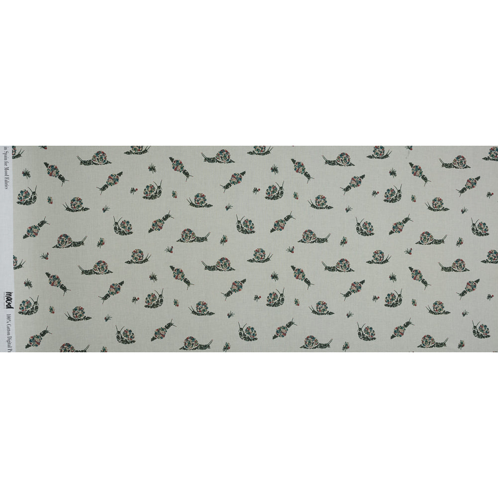 Cotton Voile - White Floral Snails - The Snail's Bounty Print - Mood Exclusive Gaia Collection Cotton Voile - White Floral Snails - The Snail's Bounty Print - Mood Exclusive Gaia Collection