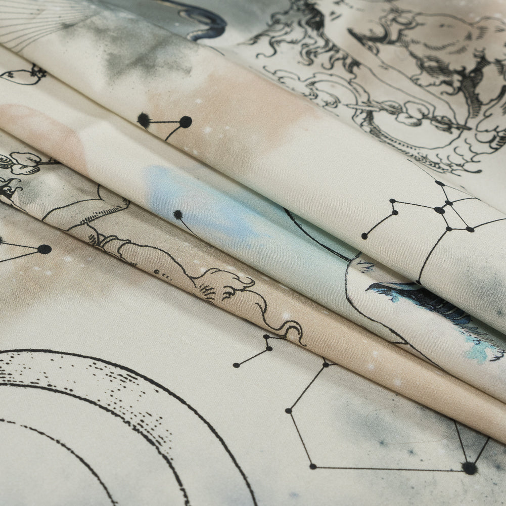 Stretch Cotton Sateen - Beige Celestial Birds - Apollo's Disguise Beige Print - Mood Exclusive Gaia Collection Stretch Cotton Sateen - Beige Celestial Birds - Apollo's Disguise Beige Print - Mood Exclusive Gaia Collection