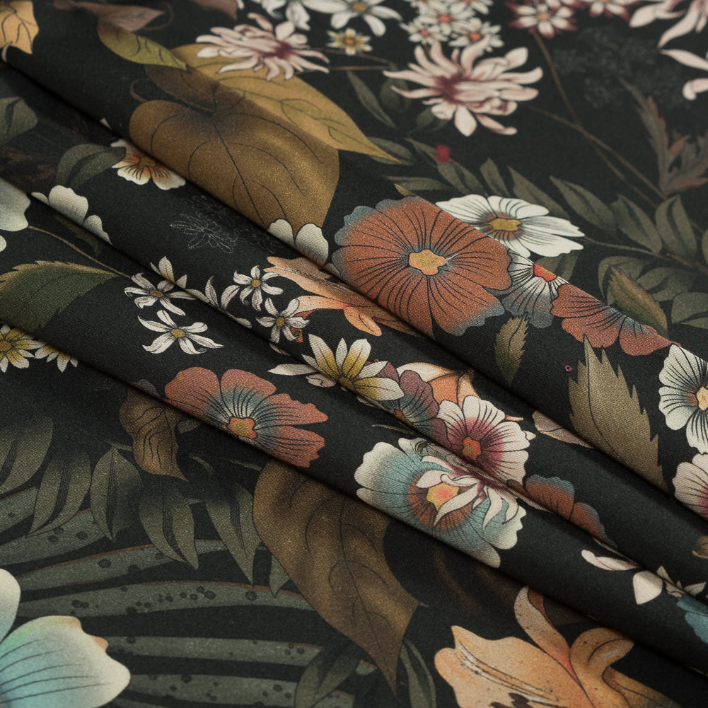Stretch Cotton Sateen - Rustic Floral - Narcissus' Reflection Print - Mood Exclusive Gaia Collection Stretch Cotton Sateen - Rustic Floral - Narcissus' Reflection Print - Mood Exclusive Gaia Collection