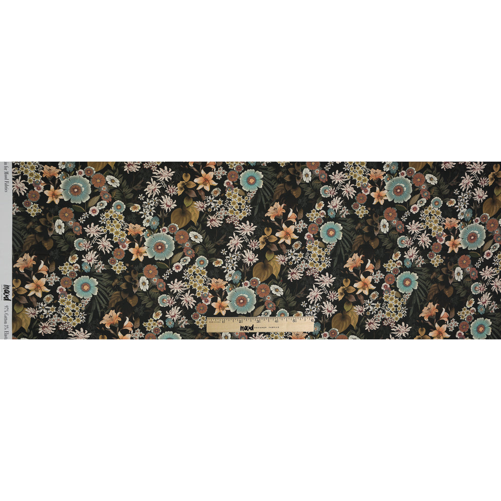 Stretch Cotton Sateen - Rustic Floral - Narcissus' Reflection Print - Mood Exclusive Gaia Collection Stretch Cotton Sateen - Rustic Floral - Narcissus' Reflection Print - Mood Exclusive Gaia Collection