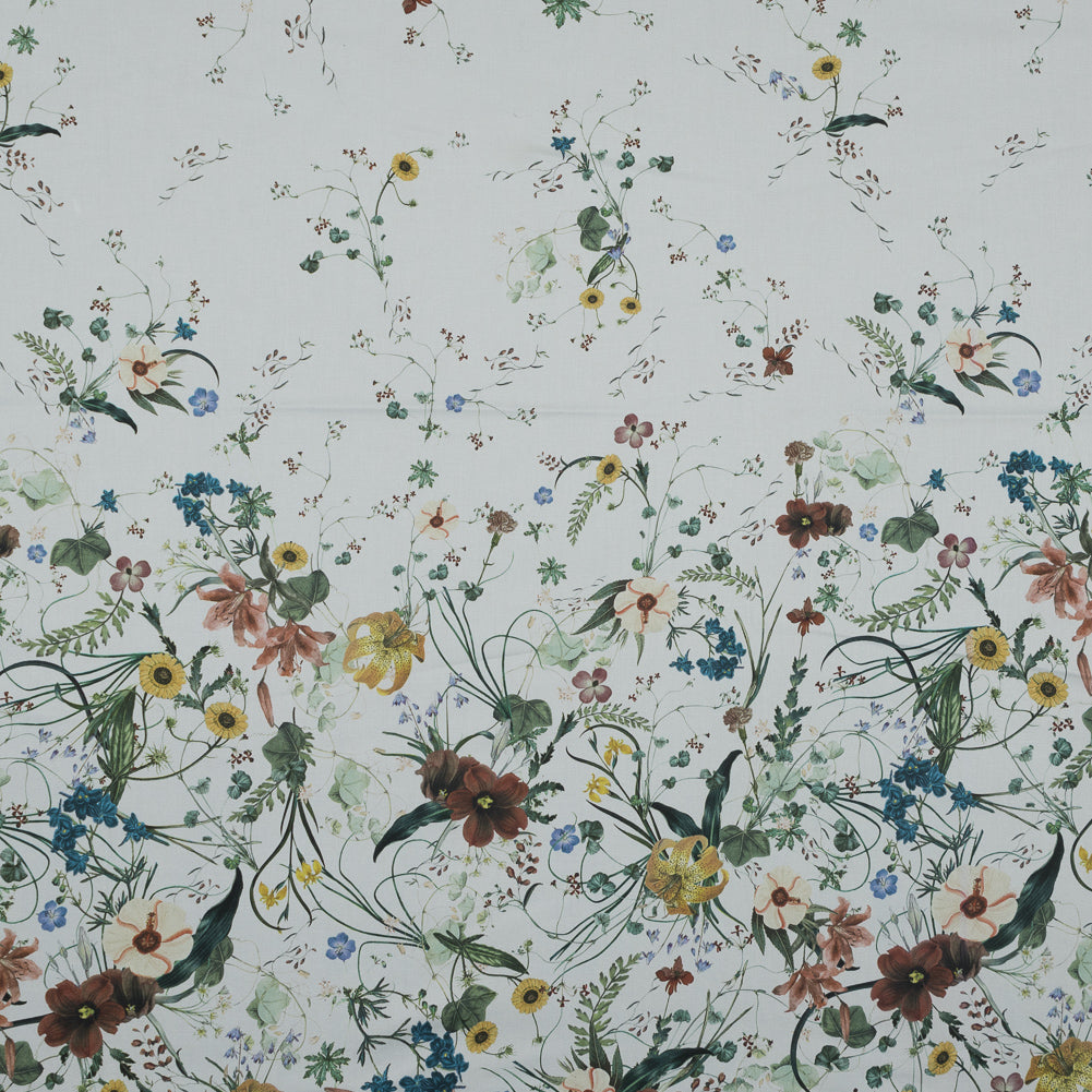 Stretch Cotton Sateen - White Floral - Persephone's Bouquet Print - Mood Exclusive Gaia Collection Stretch Cotton Sateen - White Floral - Persephone's Bouquet Print - Mood Exclusive Gaia Collection