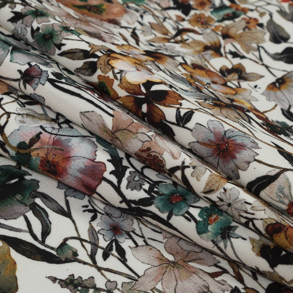 Stretch Polyester Crepe - Ivory Floral - Passing of Adonis Print - Mood Exclusive Gaia Collection Stretch Polyester Crepe - Ivory Floral - Passing of Adonis Print - Mood Exclusive Gaia Collection