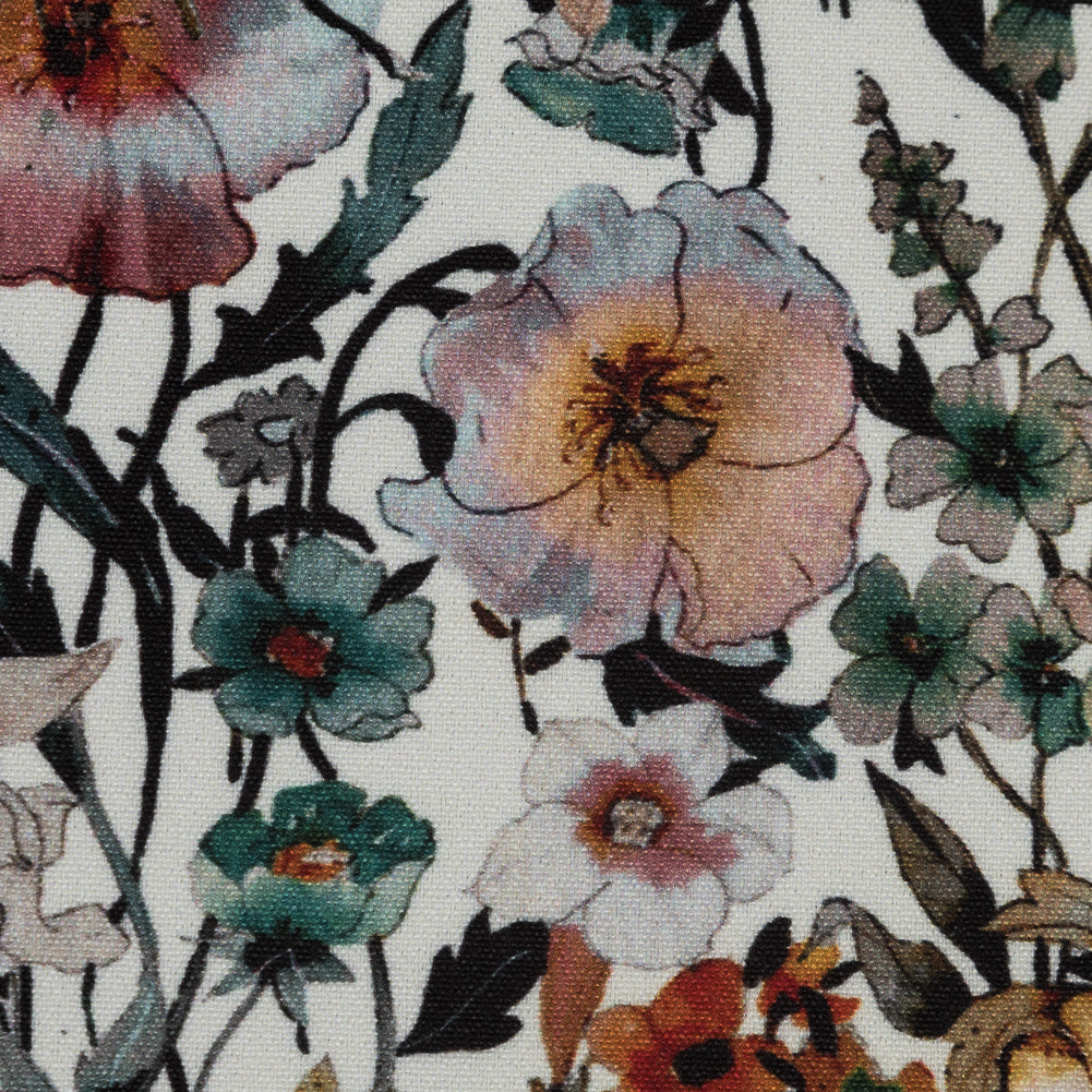 Stretch Polyester Crepe - Ivory Floral - Passing of Adonis Print - Mood Exclusive Gaia Collection Stretch Polyester Crepe - Ivory Floral - Passing of Adonis Print - Mood Exclusive Gaia Collection