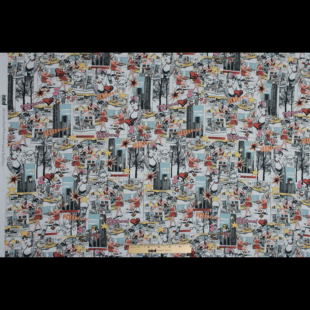 Mood Exclusive White Coffee and Cars Cotton Voile Mood Exclusive White Coffee and Cars Cotton Voile