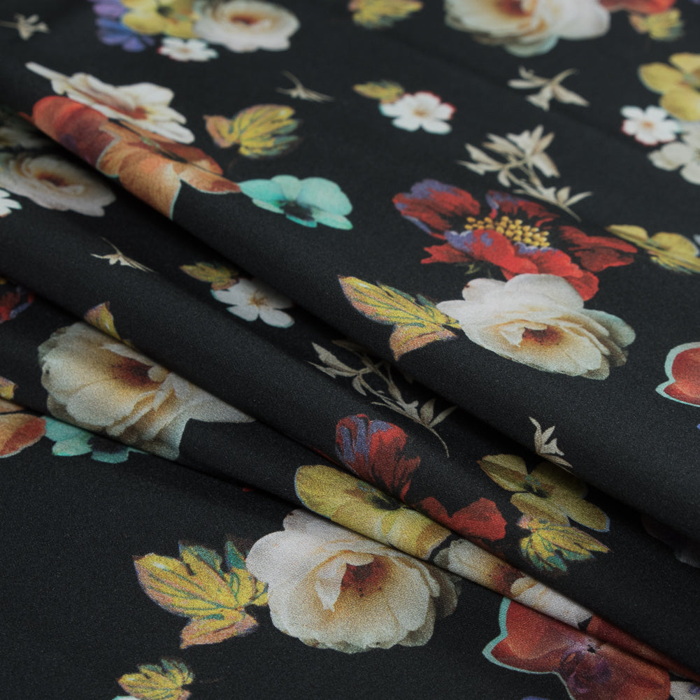 Stretch Cotton Sateen - Black Floral - Pressed Flower Perfection Print - Mood Exclusive Botanical Collection Stretch Cotton Sateen - Black Floral - Pressed Flower Perfection Print - Mood Exclusive Botanical Collection