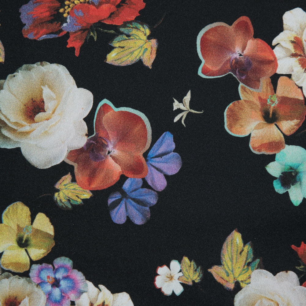Stretch Cotton Sateen - Black Floral - Pressed Flower Perfection Print - Mood Exclusive Botanical Collection Stretch Cotton Sateen - Black Floral - Pressed Flower Perfection Print - Mood Exclusive Botanical Collection