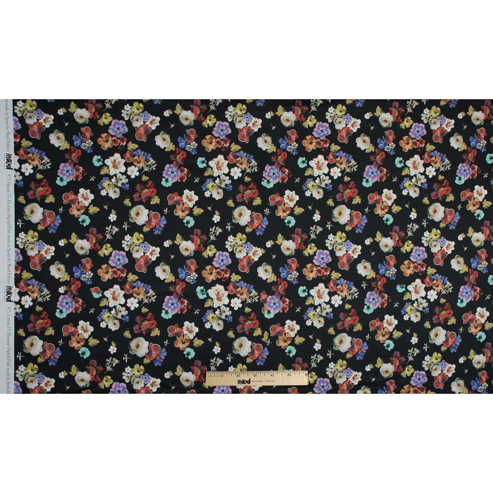 Stretch Cotton Sateen - Black Floral - Pressed Flower Perfection Print - Mood Exclusive Botanical Collection Stretch Cotton Sateen - Black Floral - Pressed Flower Perfection Print - Mood Exclusive Botanical Collection
