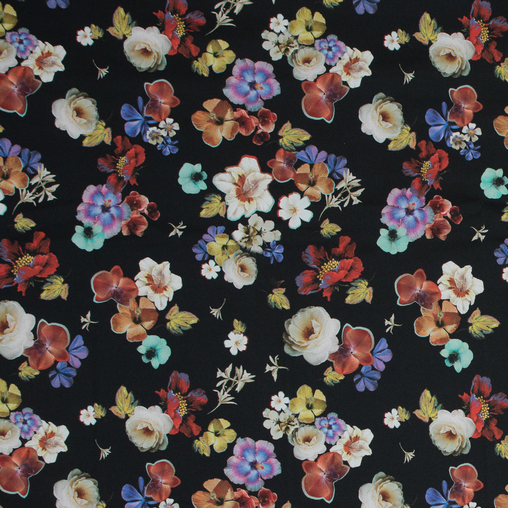 Stretch Cotton Sateen - Black Floral - Pressed Flower Perfection Print - Mood Exclusive Botanical Collection Stretch Cotton Sateen - Black Floral - Pressed Flower Perfection Print - Mood Exclusive Botanical Collection