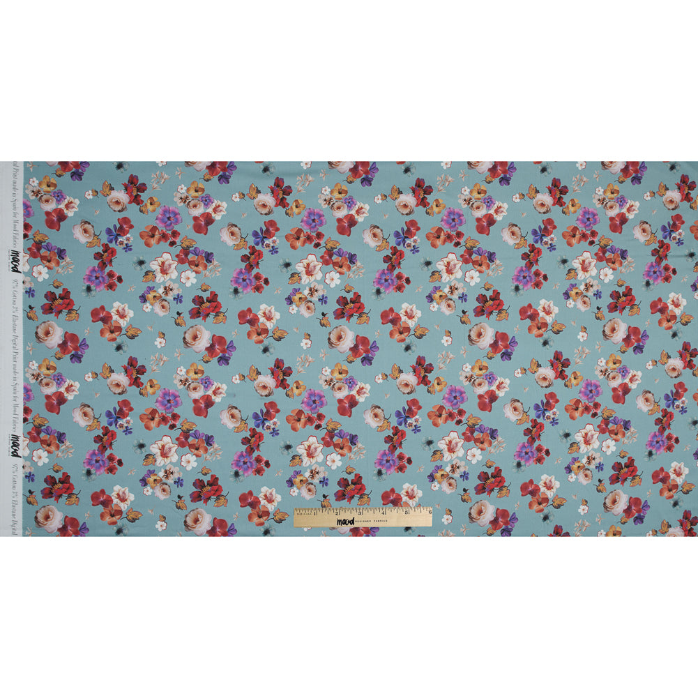 Stretch Cotton Sateen - Blue Floral - Pressed Flower Perfection Print - Mood Exclusive Botanical Collection Stretch Cotton Sateen - Blue Floral - Pressed Flower Perfection Print - Mood Exclusive Botanical Collection