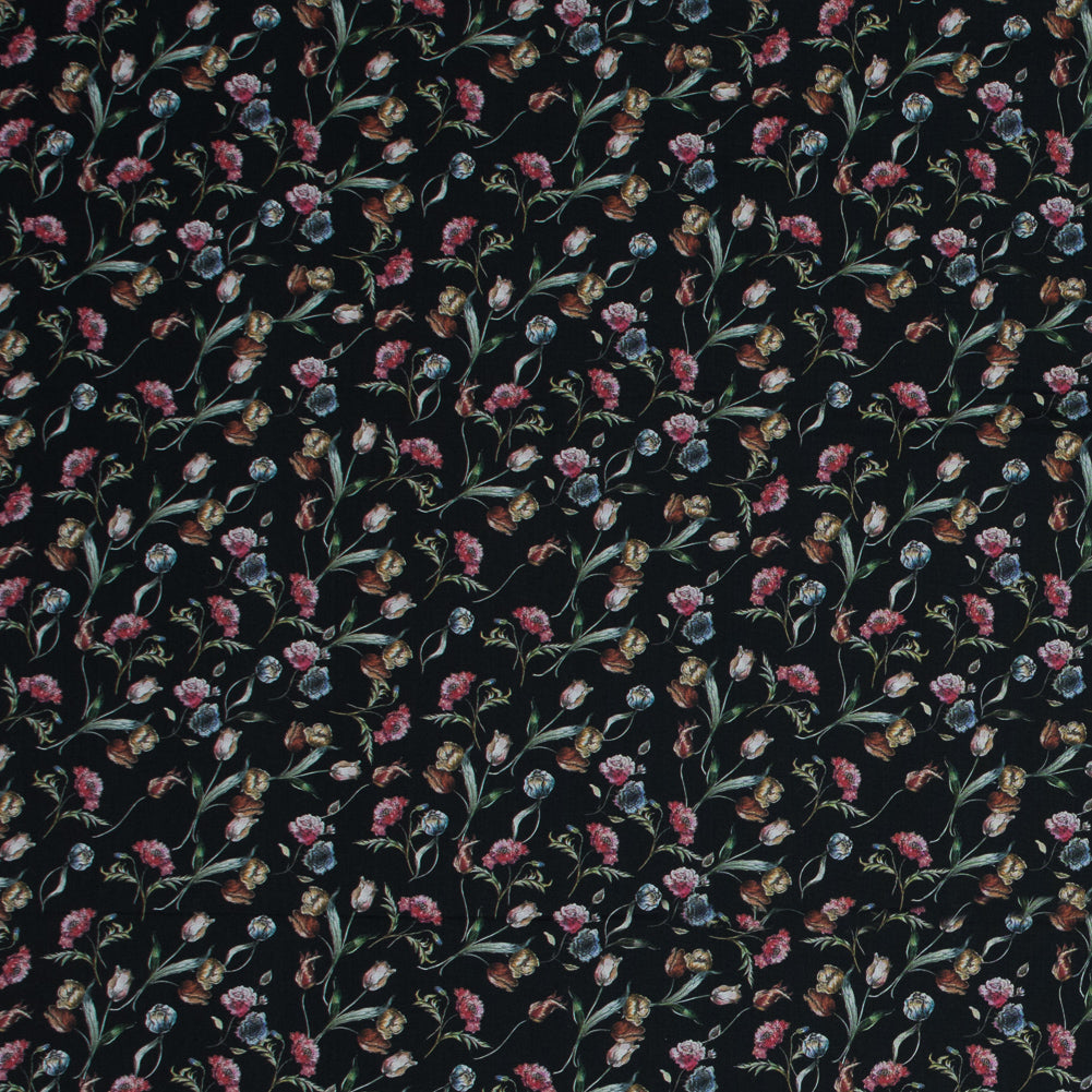 Cotton Voile - Black Floral - Peonies at Midnight Print - Mood Exclusive Botanical Collection Cotton Voile - Black Floral - Peonies at Midnight Print - Mood Exclusive Botanical Collection