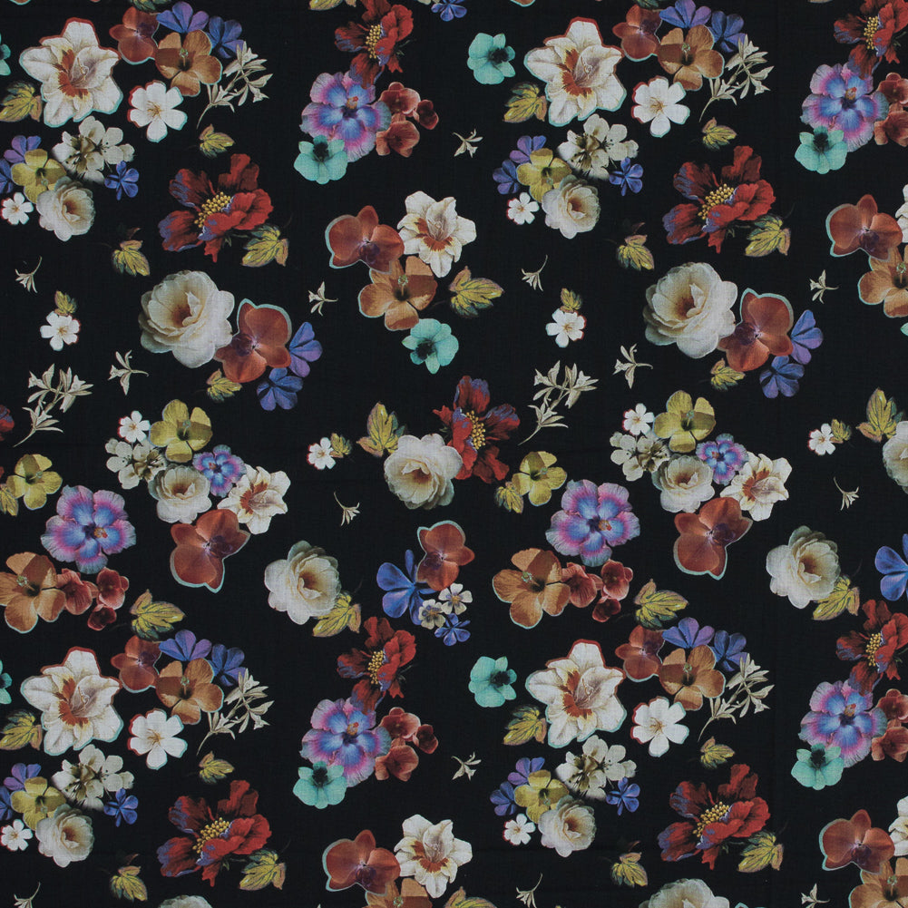 Cotton Voile - Black Floral - Pressed Flower Perfection Print - Mood Exclusive Botanical Collection Cotton Voile - Black Floral - Pressed Flower Perfection Print - Mood Exclusive Botanical Collection