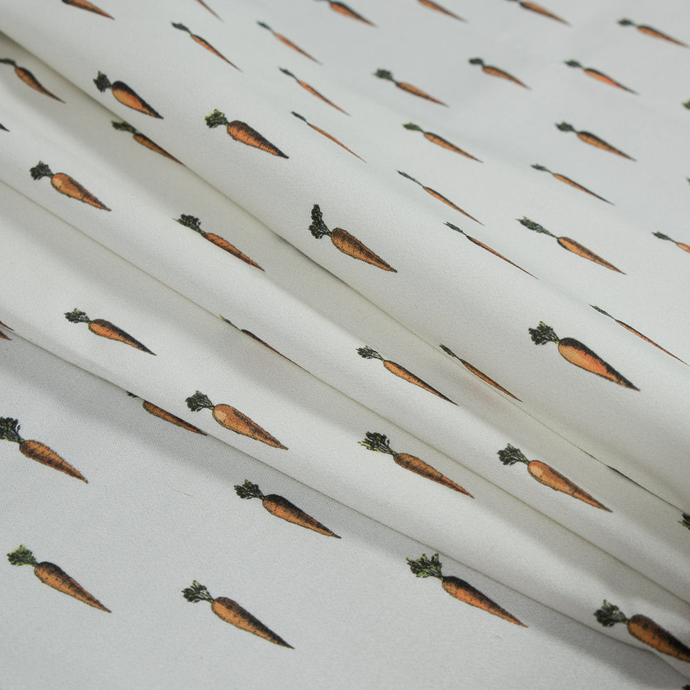 Stretch Cotton Sateen - White Carrots - Carrots of the Hamakua Coast Print - Mood Exclusive Aloha Collection Stretch Cotton Sateen - White Carrots - Carrots of the Hamakua Coast Print - Mood Exclusive Aloha Collection