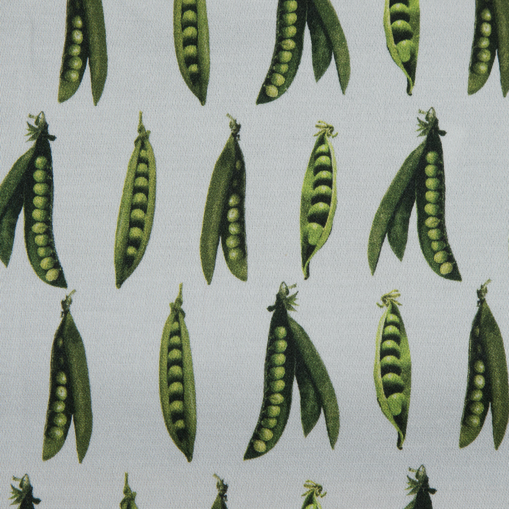 Stretch Cotton Sateen - White and Green Pea Pods - January Peas Print - Mood Exclusive Aloha Collection Stretch Cotton Sateen - White and Green Pea Pods - January Peas Print - Mood Exclusive Aloha Collection