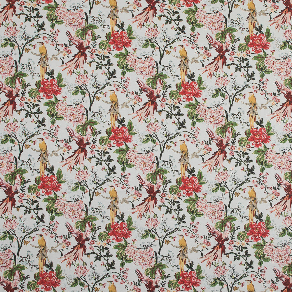 Stretch Cotton Sateen - - Parrots Play Amongst Flowers Print - Mood Exclusive Aloha Collection Stretch Cotton Sateen - - Parrots Play Amongst Flowers Print - Mood Exclusive Aloha Collection