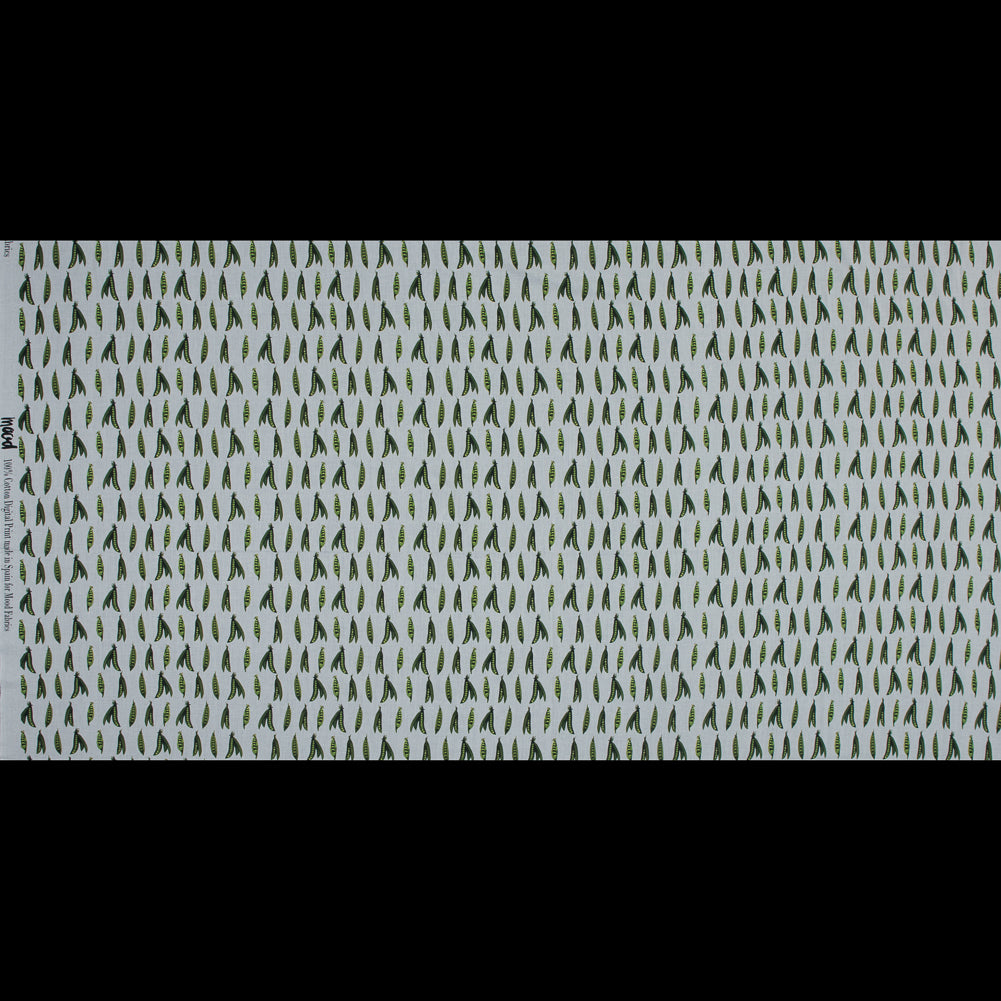 Cotton Voile - White and Green Pea Pods - January Peas Print - Mood Exclusive Aloha Collection - Full Cotton Voile - White and Green Pea Pods - January Peas Print - Mood Exclusive Aloha Collection - Full