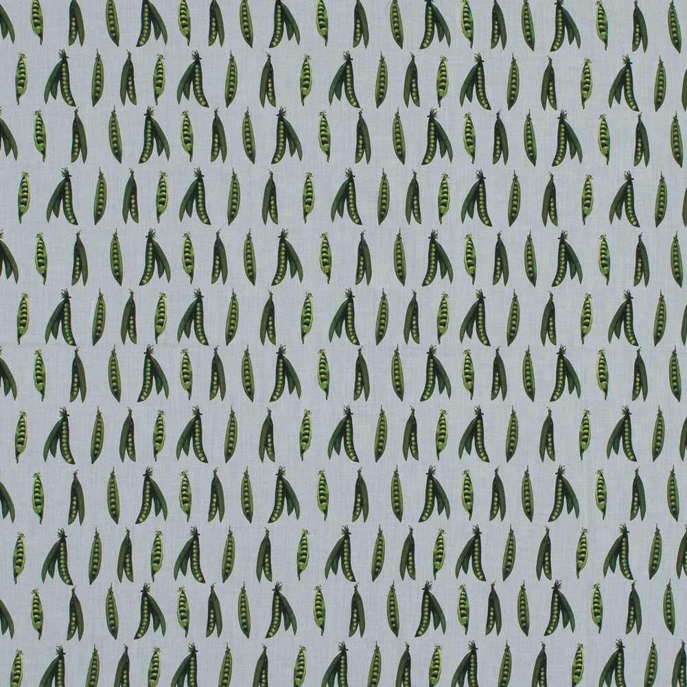 Cotton Voile - White and Green Pea Pods - January Peas Print - Mood Exclusive Aloha Collection Cotton Voile - White and Green Pea Pods - January Peas Print - Mood Exclusive Aloha Collection