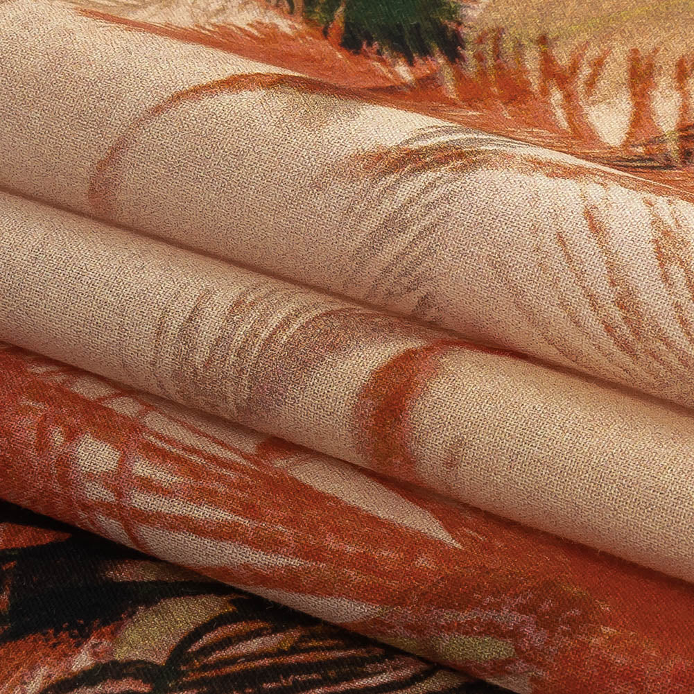 Cotton Voile Panel - Coral and Green Palm Trees - Sunset Palms Print - Mood Exclusive Aloha Collection Cotton Voile Panel - Coral and Green Palm Trees - Sunset Palms Print - Mood Exclusive Aloha Collection