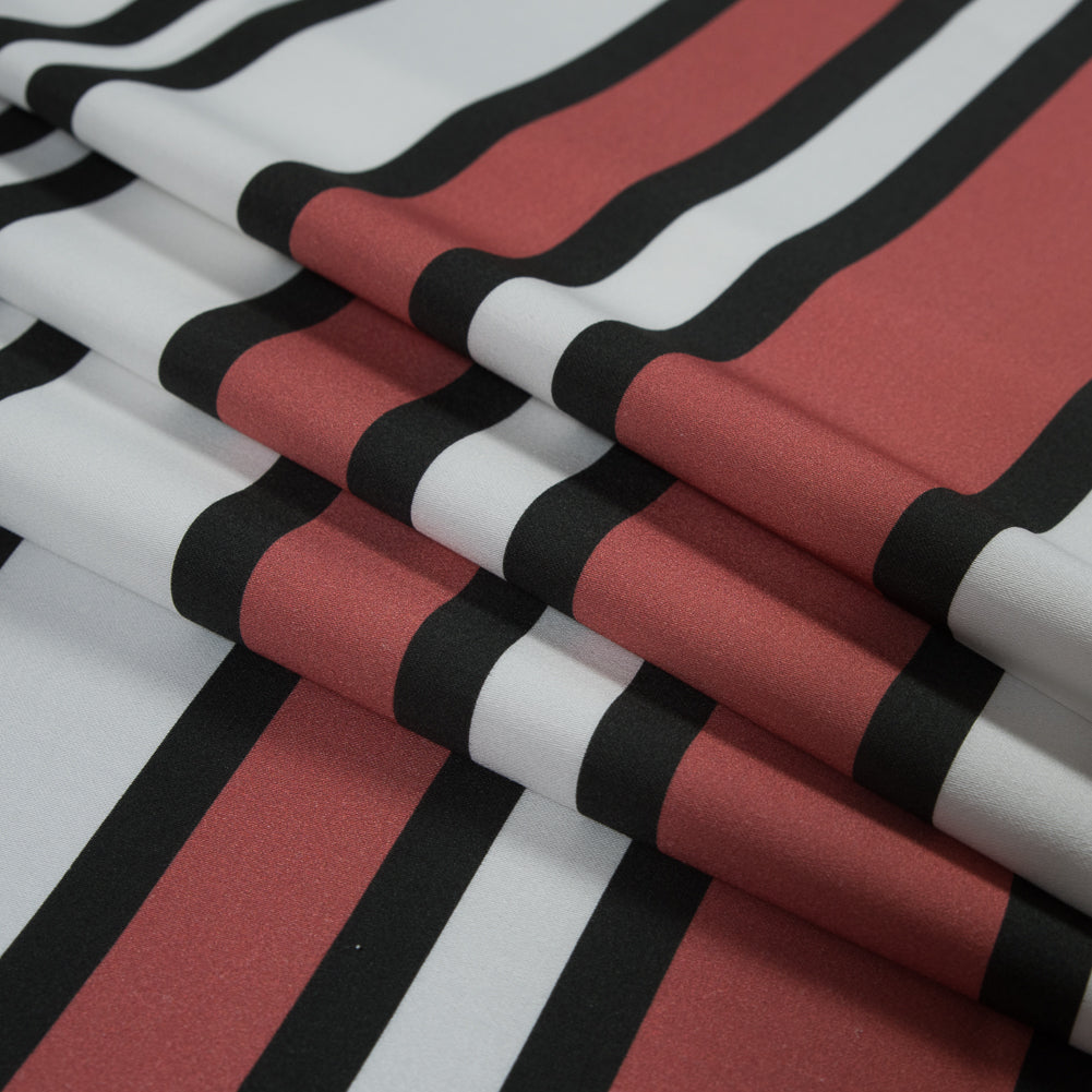 Stretch Cotton Sateen - Coral and White Stripes - Aina Stripe Print - Mood Exclusive Aloha Collection Folded Stretch Cotton Sateen - Coral and White Stripes - Aina Stripe Print - Mood Exclusive Aloha Collection Folded
