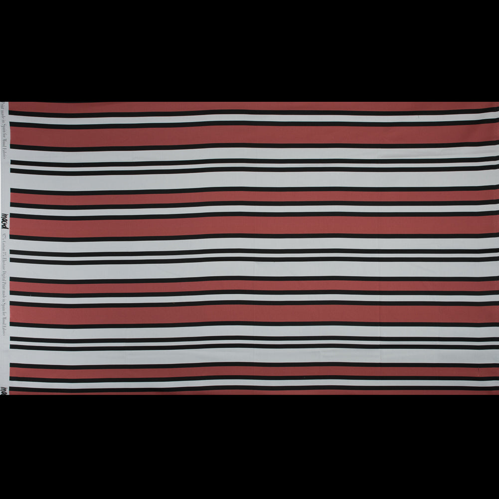 Stretch Cotton Sateen - Coral and White Stripes - Aina Stripe Print - Mood Exclusive Aloha Collection Full Stretch Cotton Sateen - Coral and White Stripes - Aina Stripe Print - Mood Exclusive Aloha Collection Full