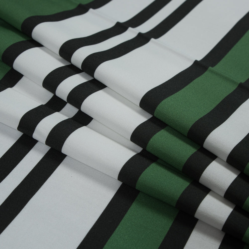 Stretch Cotton Sateen - Green and White Stripes - Aina Stripe Print - Mood Exclusive Aloha Collection - Folded Stretch Cotton Sateen - Green and White Stripes - Aina Stripe Print - Mood Exclusive Aloha Collection - Folded