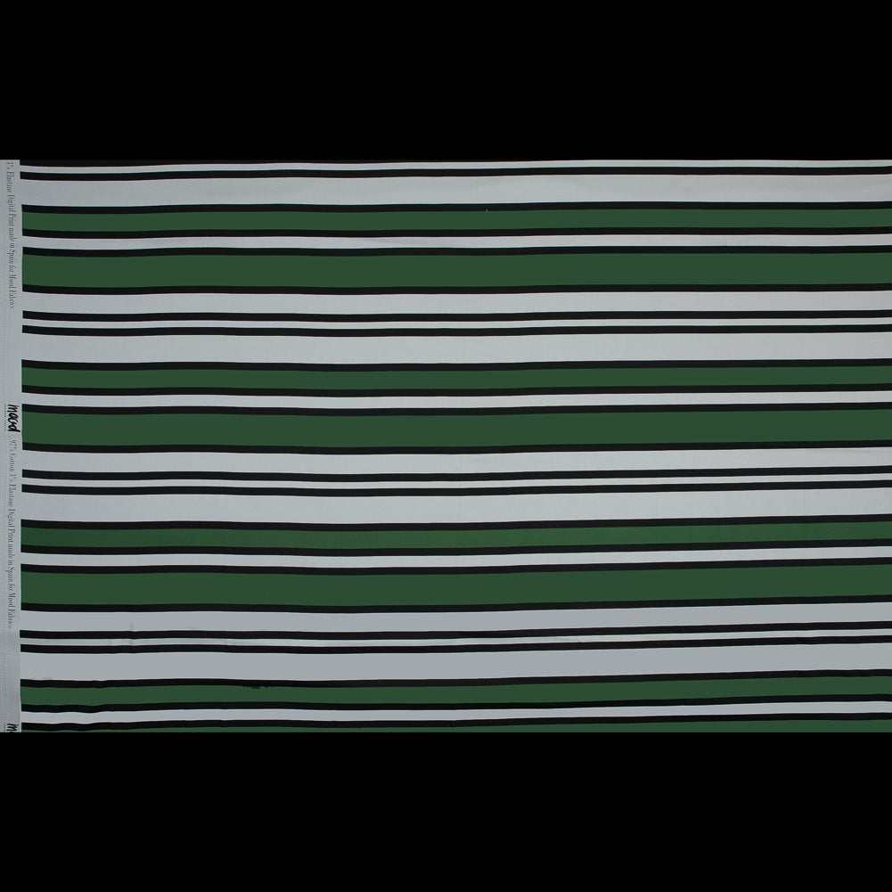Stretch Cotton Sateen - Green and White Stripes - Aina Stripe Print - Mood Exclusive Aloha Collection - Full Stretch Cotton Sateen - Green and White Stripes - Aina Stripe Print - Mood Exclusive Aloha Collection - Full