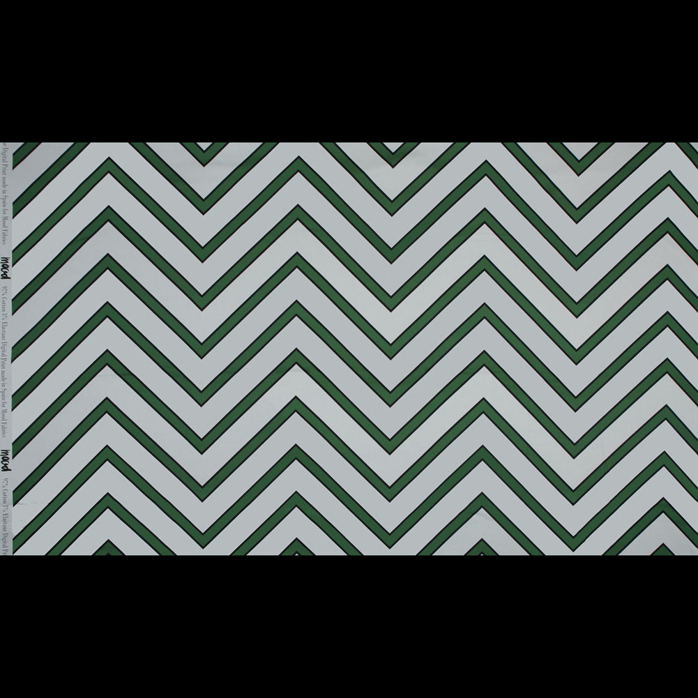 Stretch Cotton Sateen - Green Chevrons - Hele Zig-Zag Print - Mood Exclusive Aloha Collection - Full Stretch Cotton Sateen - Green Chevrons - Hele Zig-Zag Print - Mood Exclusive Aloha Collection - Full