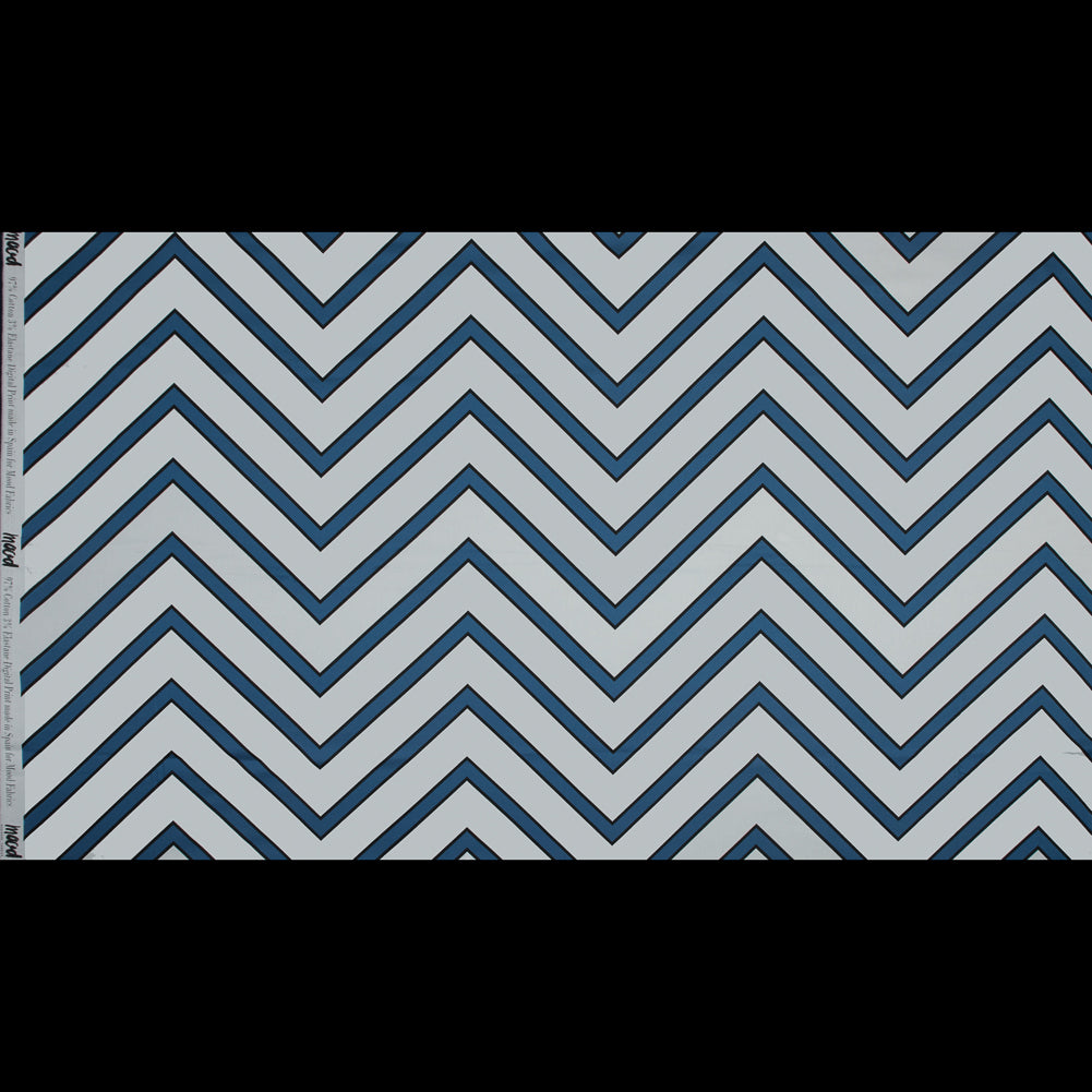 Stretch Cotton Sateen - Blue Chevrons - Mood Exclusive Hele Zig-Zag Print - Full Stretch Cotton Sateen - Blue Chevrons - Mood Exclusive Hele Zig-Zag Print - Full