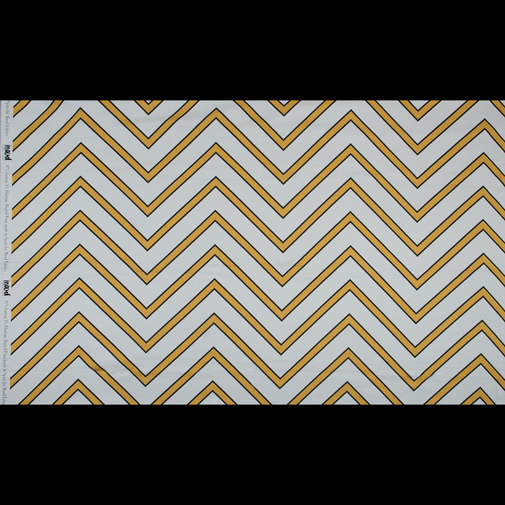 Stretch Cotton Sateen - Yellow Chevrons - Hele Zig-Zag Print - Mood Exclusive Aloha Collection