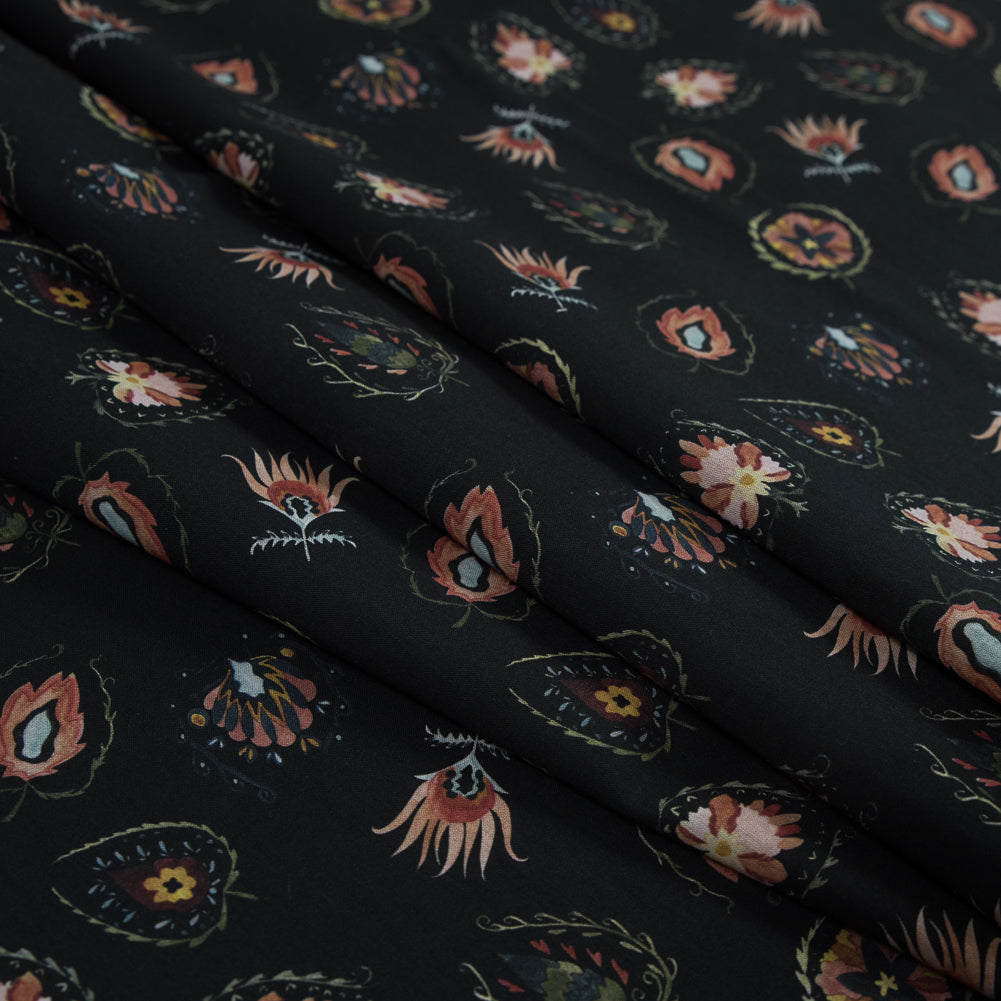 Cotton Voile - Black Floral - Heliconia Flame Print - Mood Exclusive Aloha Collection - Folded Cotton Voile - Black Floral - Heliconia Flame Print - Mood Exclusive Aloha Collection - Folded