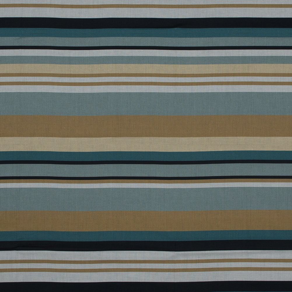 Cotton Voile - Blue and Beige Stripes - Krishna's Meditation Print - Mood Exclusive Surya Collection Cotton Voile - Blue and Beige Stripes - Krishna's Meditation Print - Mood Exclusive Surya Collection