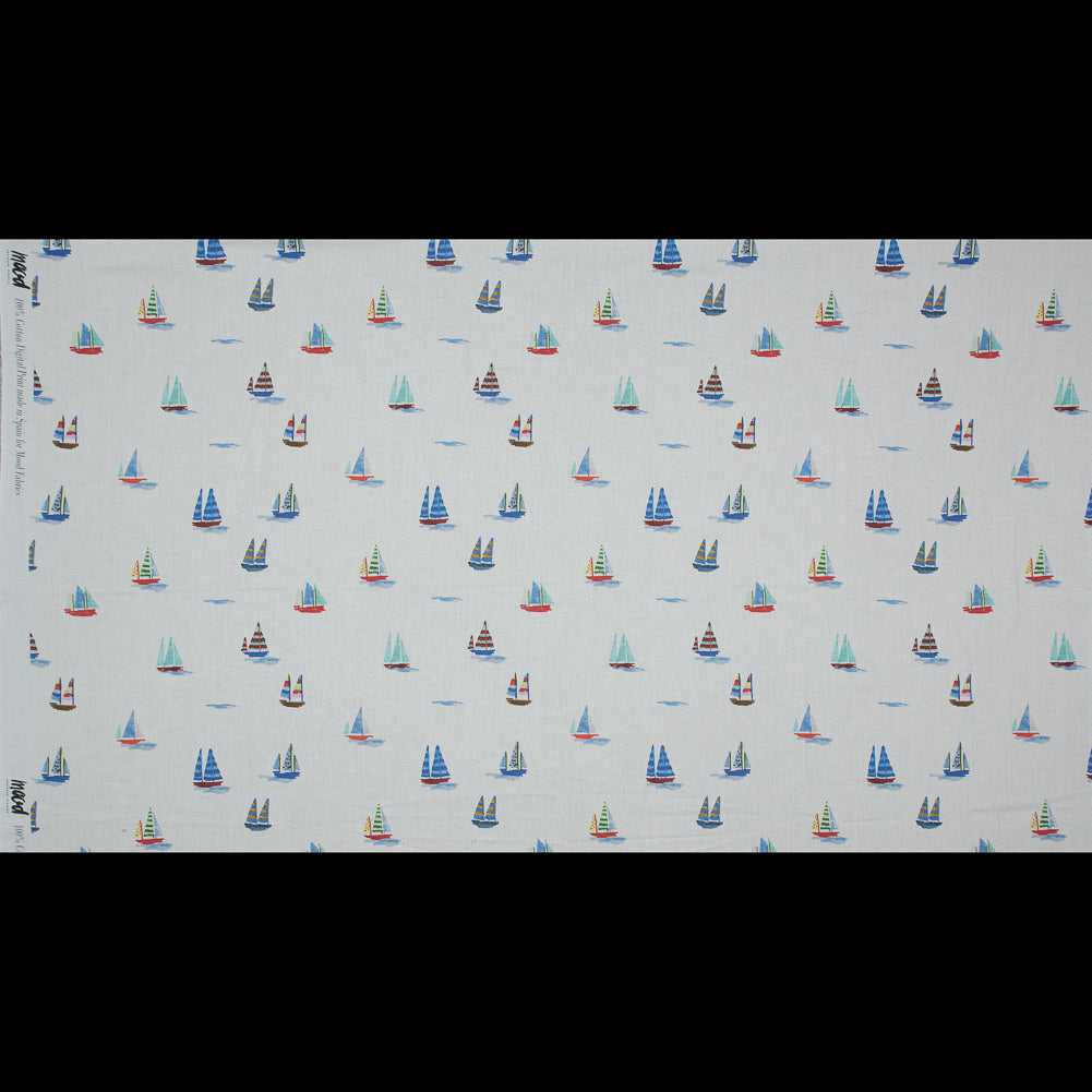 Cotton Voile - White and Blue Sailboats - Manu's Peace Print - Mood Exclusive Surya Collection Cotton Voile - White and Blue Sailboats - Manu's Peace Print - Mood Exclusive Surya Collection