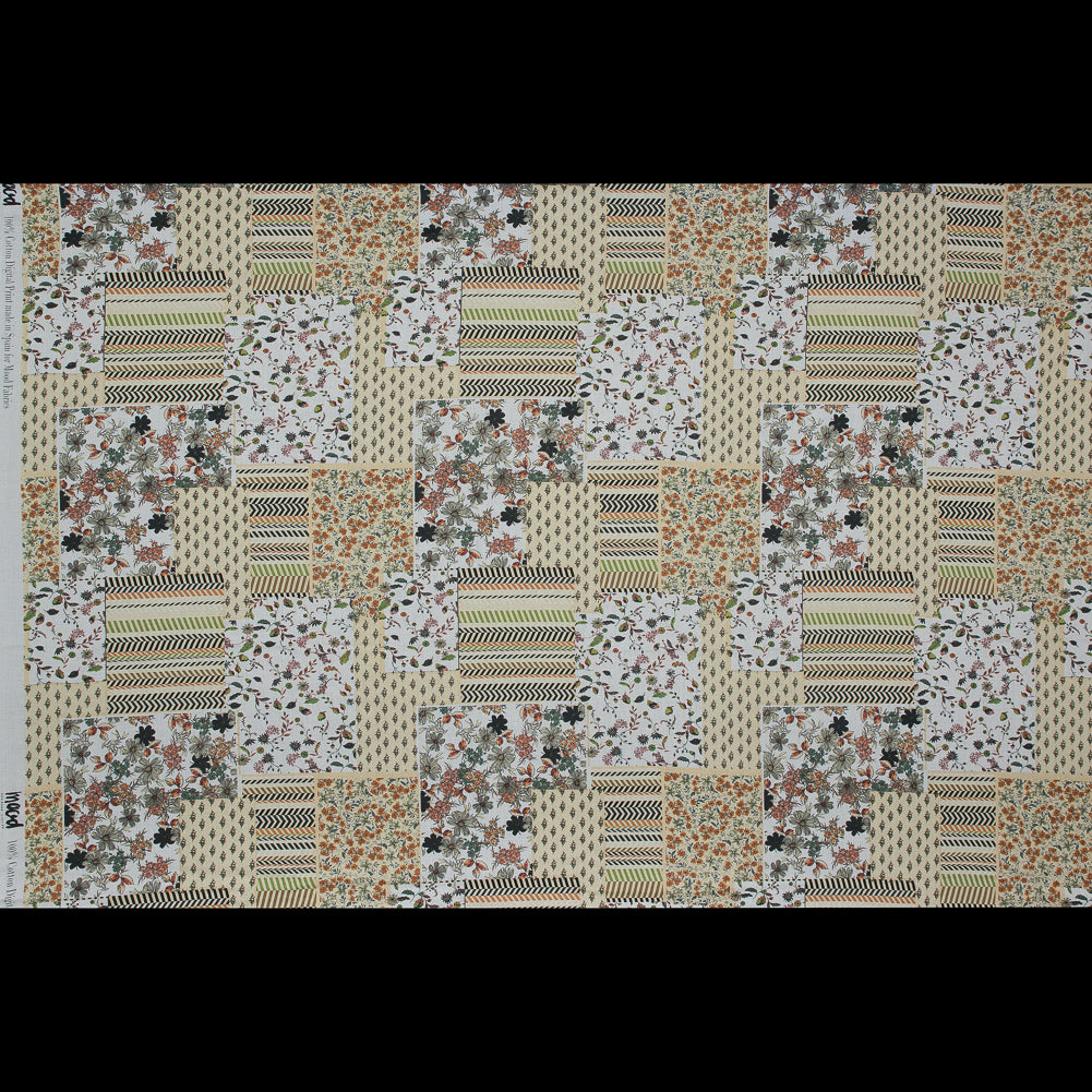 Cotton Voile - Yellow Floral Patchwork - Tulsi's Worship Print - Mood Exclusive Surya Collection Cotton Voile - Yellow Floral Patchwork - Tulsi's Worship Print - Mood Exclusive Surya Collection