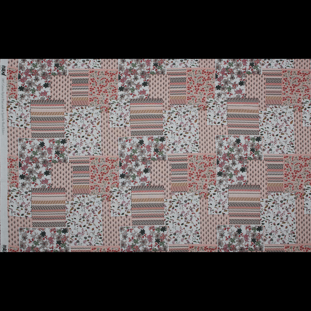 Cotton Voile - Pink Floral Patchwork - Tulsi's Worship Print - Mood Exclusive Surya Collection Cotton Voile - Pink Floral Patchwork - Tulsi's Worship Print - Mood Exclusive Surya Collection