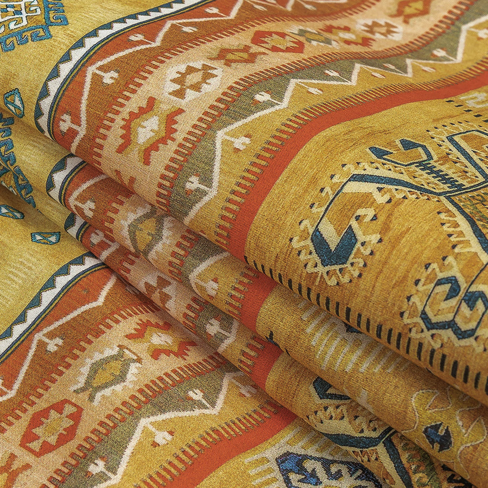 Cotton Voile - Yellow Geometric Stripes - Vishnu's Freedom Print - Mood Exclusive Surya Collection Cotton Voile - Yellow Geometric Stripes - Vishnu's Freedom Print - Mood Exclusive Surya Collection