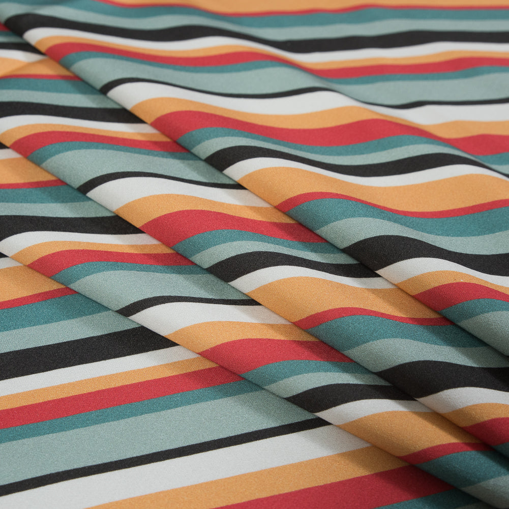 Stretch Cotton Sateen - Orange and Blue Diagonal Stripes - Prajapati's Gift Print - Mood Exclusive Surya Collection - Folded Stretch Cotton Sateen - Orange and Blue Diagonal Stripes - Prajapati's Gift Print - Mood Exclusive Surya Collection - Folded