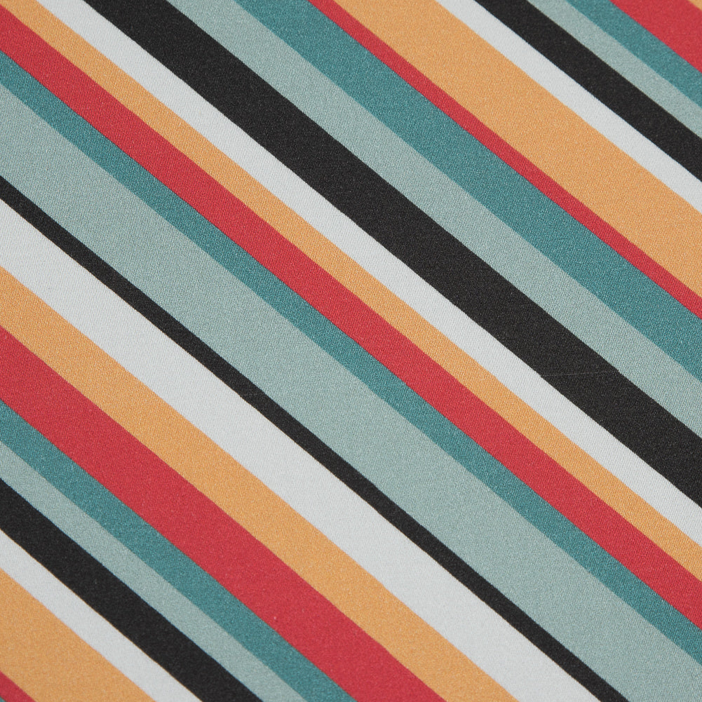 Stretch Cotton Sateen - Orange and Blue Diagonal Stripes - Prajapati's Gift Print - Mood Exclusive Surya Collection - Detail Stretch Cotton Sateen - Orange and Blue Diagonal Stripes - Prajapati's Gift Print - Mood Exclusive Surya Collection - Detail