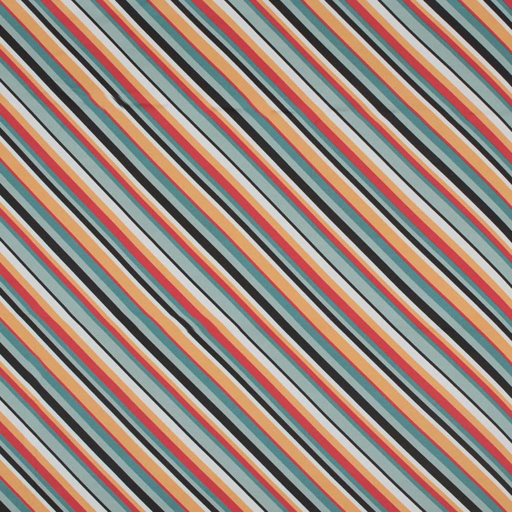 Stretch Cotton Sateen - Orange and Blue Diagonal Stripes - Prajapati's Gift Print - Mood Exclusive Surya Collection Stretch Cotton Sateen - Orange and Blue Diagonal Stripes - Prajapati's Gift Print - Mood Exclusive Surya Collection