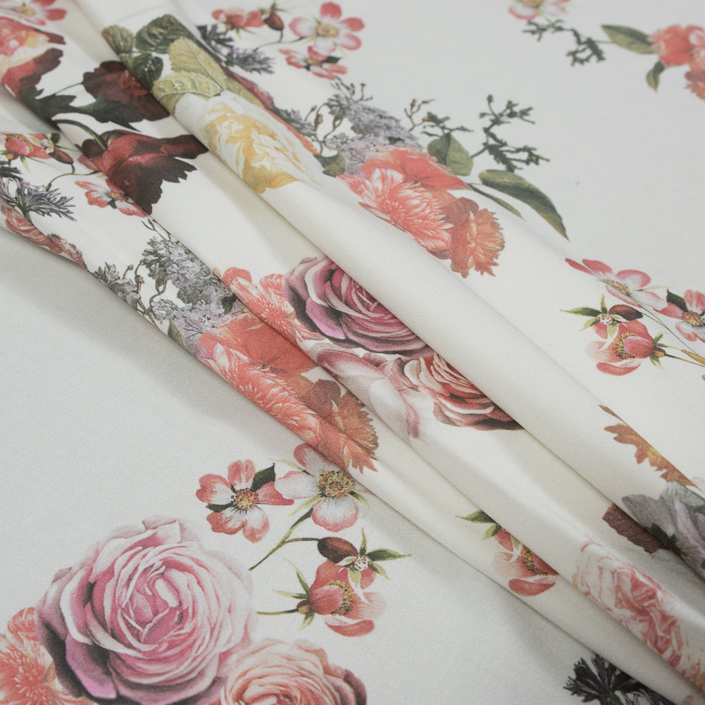 Stretch Cotton Sateen - White Floral - Ishvara's Wisdom Print - Mood Exclusive Surya Collection - Folded Stretch Cotton Sateen - White Floral - Ishvara's Wisdom Print - Mood Exclusive Surya Collection - Folded