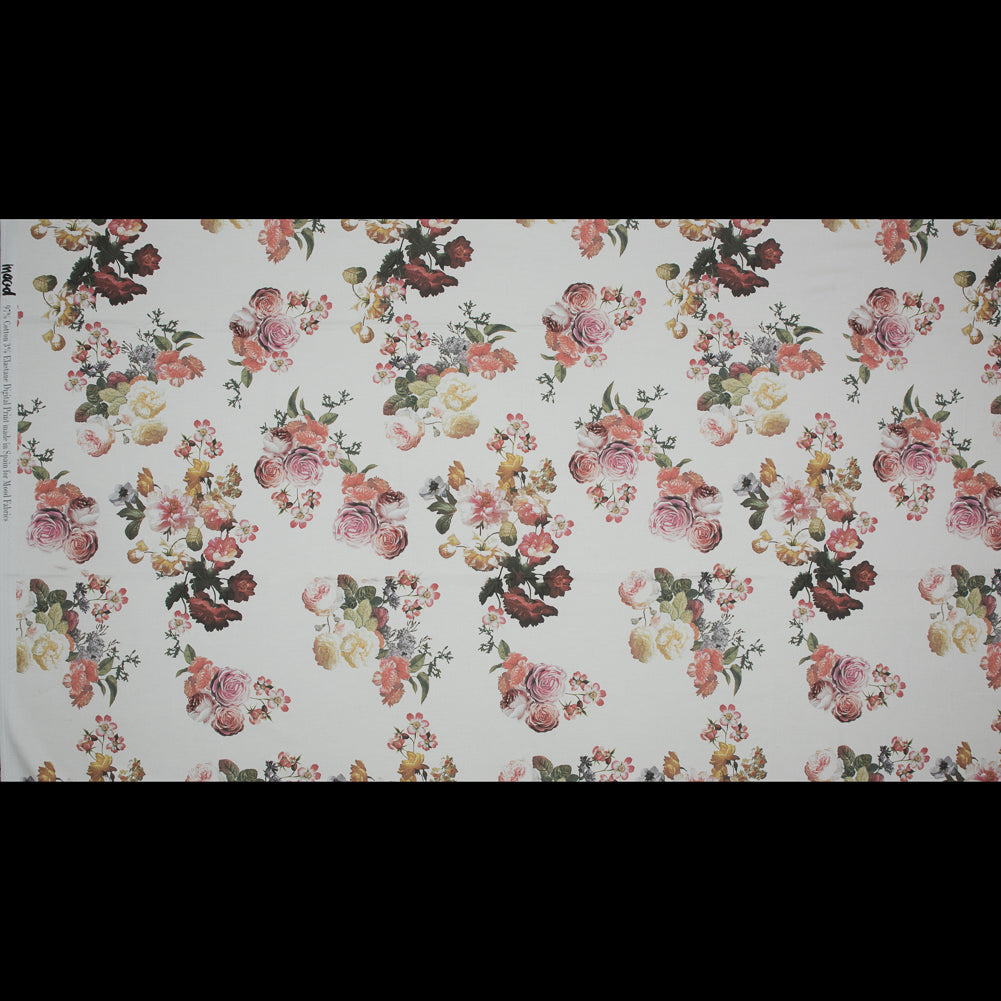 Stretch Cotton Sateen - White Floral - Ishvara's Wisdom Print - Mood Exclusive Surya Collection - Full Stretch Cotton Sateen - White Floral - Ishvara's Wisdom Print - Mood Exclusive Surya Collection - Full
