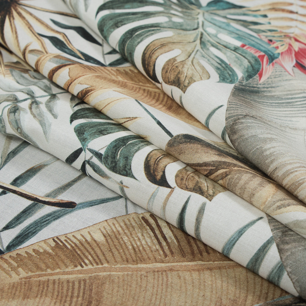 Cotton Voile - White Tropical Leaves - Efficacy of Contentment Print - Mood Exclusive Key Largo Collection Cotton Voile - White Tropical Leaves - Efficacy of Contentment Print - Mood Exclusive Key Largo Collection