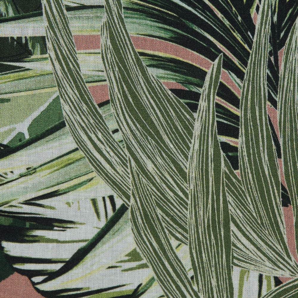 Cotton Voile - Pink and Green Palm Leaves - Triumph of Clarity Print - Mood Exclusive Key Largo Collection Cotton Voile - Pink and Green Palm Leaves - Triumph of Clarity Print - Mood Exclusive Key Largo Collection