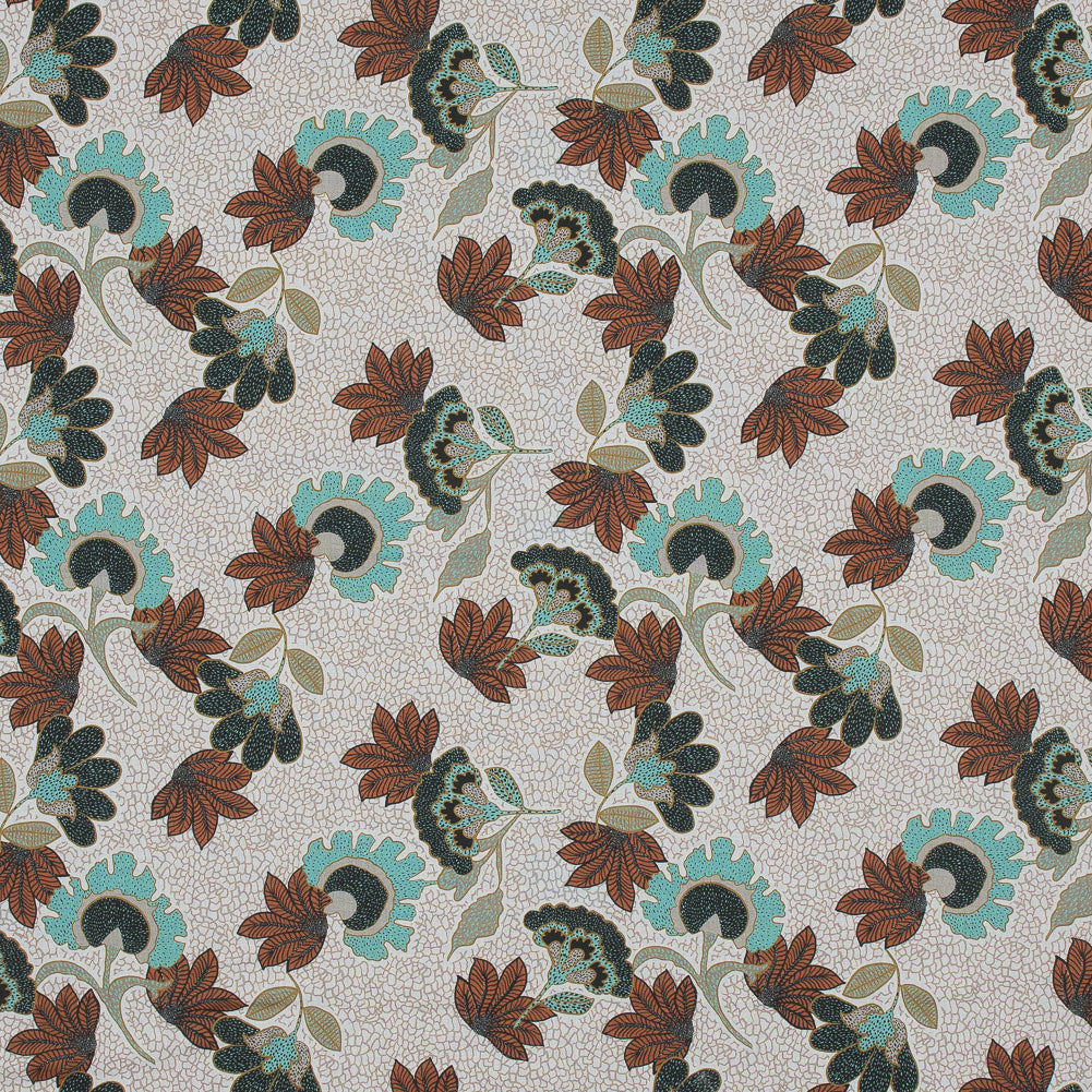 Cotton Voile - Red and Aqua Jacobean Floral - Sophistication of Change Print - Mood Exclusive Key Largo Collection Cotton Voile - Red and Aqua Jacobean Floral - Sophistication of Change Print - Mood Exclusive Key Largo Collection